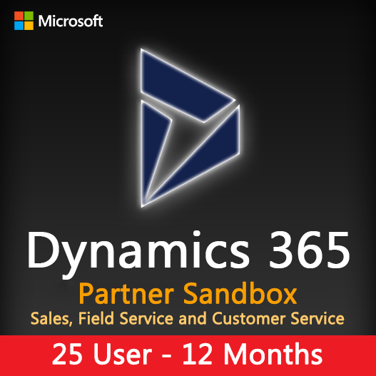 Dynamics 365 Partner Sandbox – Sales, Field Service and Customer Service (25 Users) 1 year Subscription