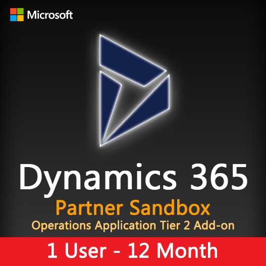 Dynamics 365 Partner Sandbox Operations Application Tier 2 Addon 12 Month Subscription at Wholesale Price - 1 User