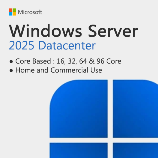 Windows Server 2025 Datacenter Core Based License Key (16 Core - 32 Core - 64 Core - 96 Core)